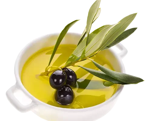 Olive oil and black olives 